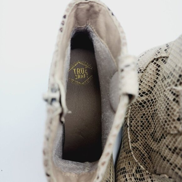 True Craft Ankle Boots Women 9-1/2 M Winnie Western Snakeskin Brown Cream - Picture 9 of 10